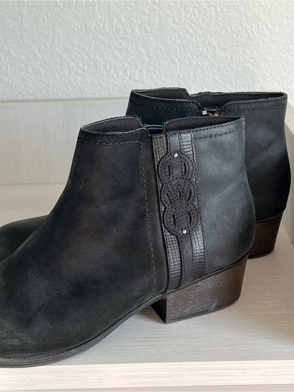 Clarks Black Suede Ankle Boot with Low Block Heel - Picture 6 of 8